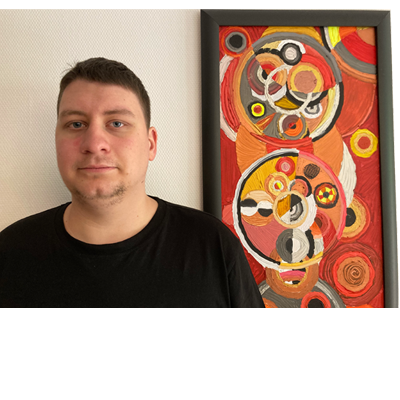 photo de profile ed mois et a coté de mois une toile de peintur du style deulauney que j'ai crée