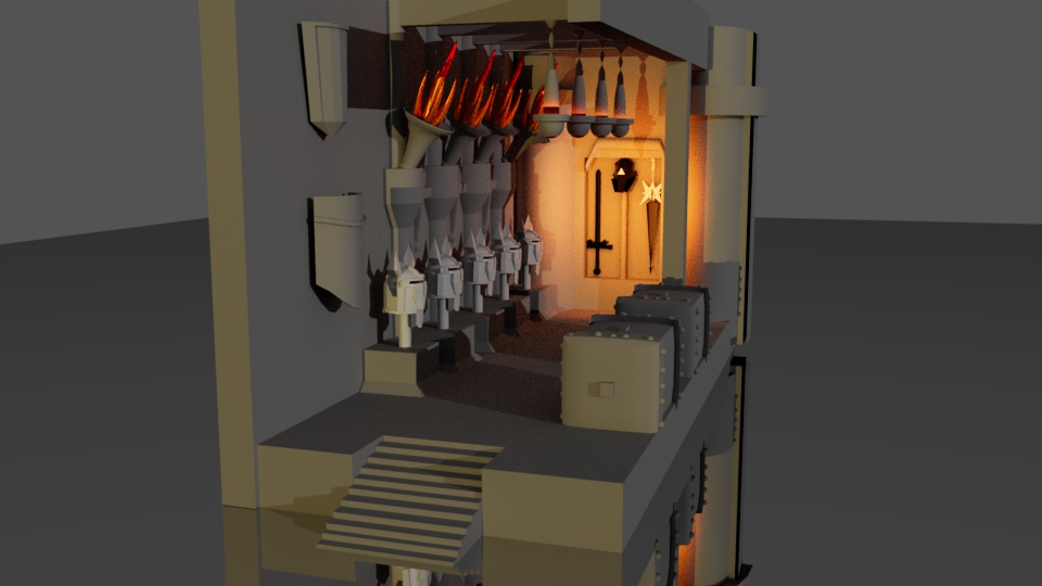 projet cutway d'une piece 2d en 3D avec des efet de lumier