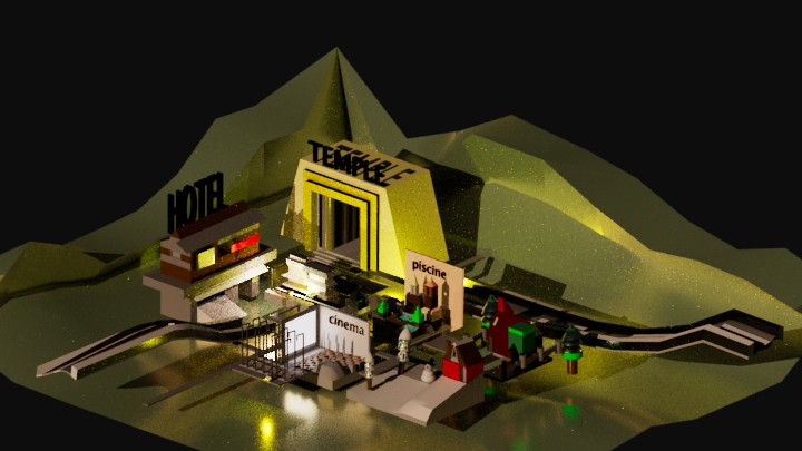 Projet de création d’une ville miniature en isometrique d'une colonie de vacance avec maya2024