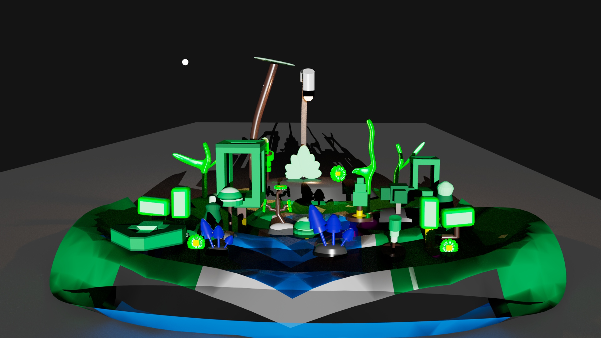 d’une île végétale réalisé avec Maya 2024