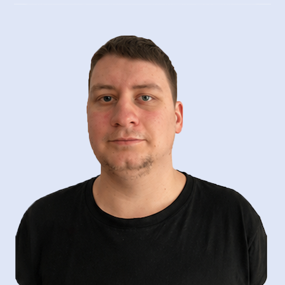 photo de profile avec fond uni bleu